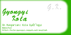 gyongyi kola business card